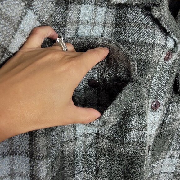 TanJay Women's Green Casual Plaid Flannel Collared Long Sleeve Button Shirt 12 - Picture 8 of 15